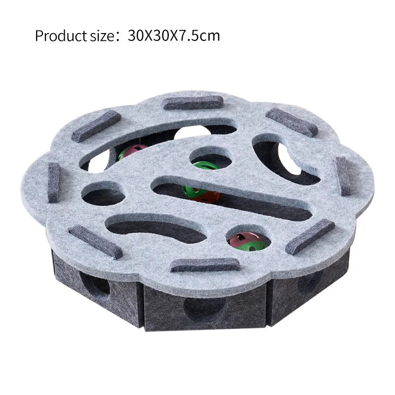 Interactive Cat Puzzle Toy Felt Toy Box with Maze Tunnel Bell Ball Indoor Entertainment Cat Toy